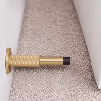 DOOROOM Brass Knurled Door Upgrade Stop Adjustable-Length Thickened Cushion Rubber Pad Room Stopper Heavy Duty Floor Wall Mount 1