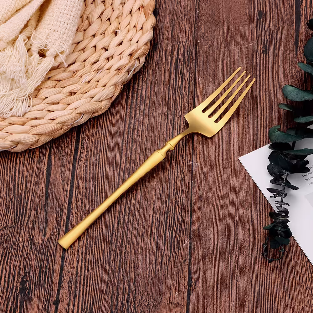 Gold cutlery set.