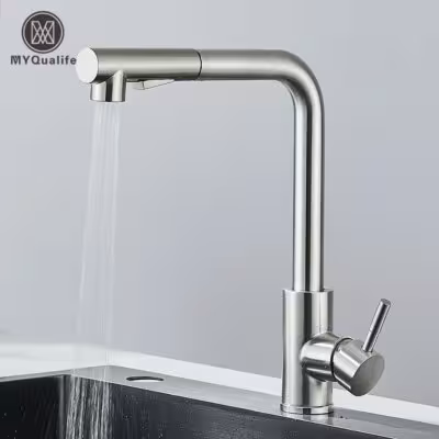 Pull Out Kitchen Sink Faucet High Pressure Two Model Stream Sprayer Nozzle Tap Deck Install Hot and Cold Water 1