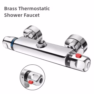 Bathroom Thermostatic Shower Faucet Brass Chrome Mixer Value Dual Handle Temperature Control Bathtub Shower Faucet Wall Mounted 1