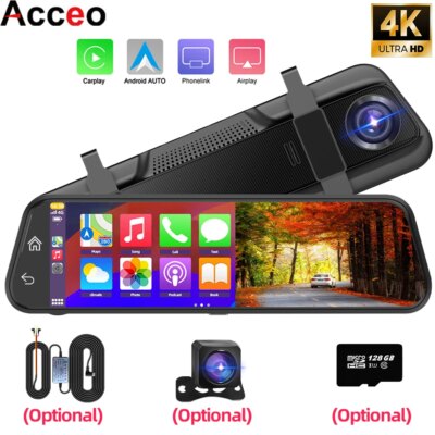 4K HD Car DVR Touch Screen Carplay & Android Auto Dash Cam Night Vision Video Recorder Driving Recorder 1