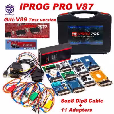 IPROG V87 Ecu Tool Key Programmer for Airbag Reset IMMO K-+M Car Radio MCU Dashboard Full Adapters as Gift Iprog Pro V89 Iprog+ 1