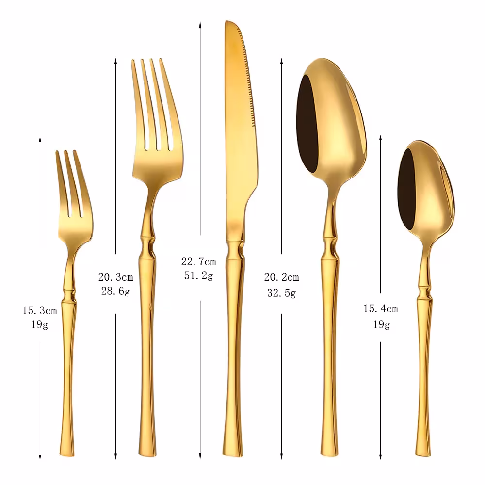 Gold cutlery set.