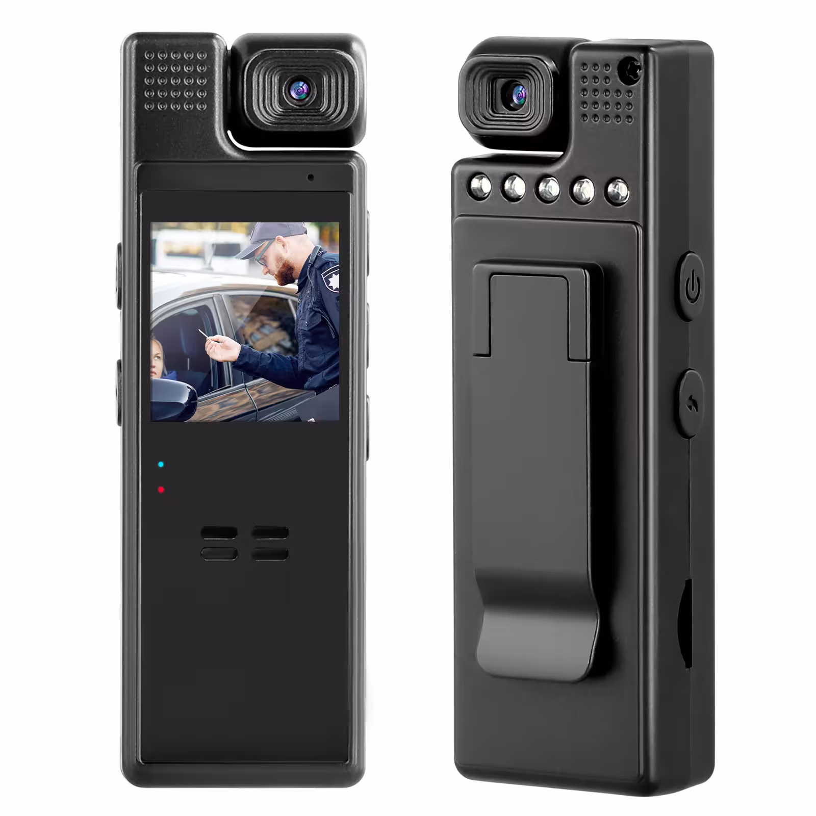 Kūno kamera 64GB su vaizdo ir garso įrašymu, 1080P HD, 180° pasukama linze, naktiniu matymu