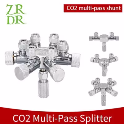 ZRDR Stainless Steel Aquarium Multi Way CO2 Distributor Splitter Needle Valve, Check Valve Bubble Counter for Solenoid Regulat 1