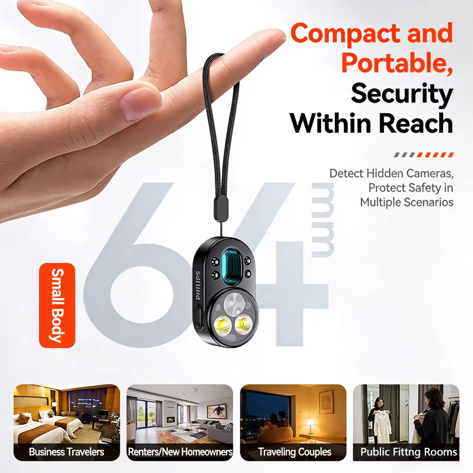 Philips SFL1551 linterna portátil compacta con gancho para mochila y clip