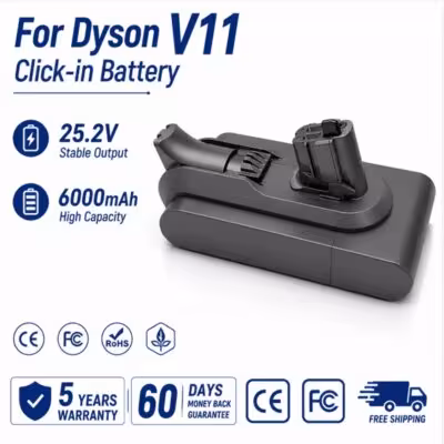 6000mAh High Capacity Replacement Battery for Dyson V11 Vacuum Cleaner SV15 Absolute pro Fluffy Motorhead Compatible with SV14 SV15 1