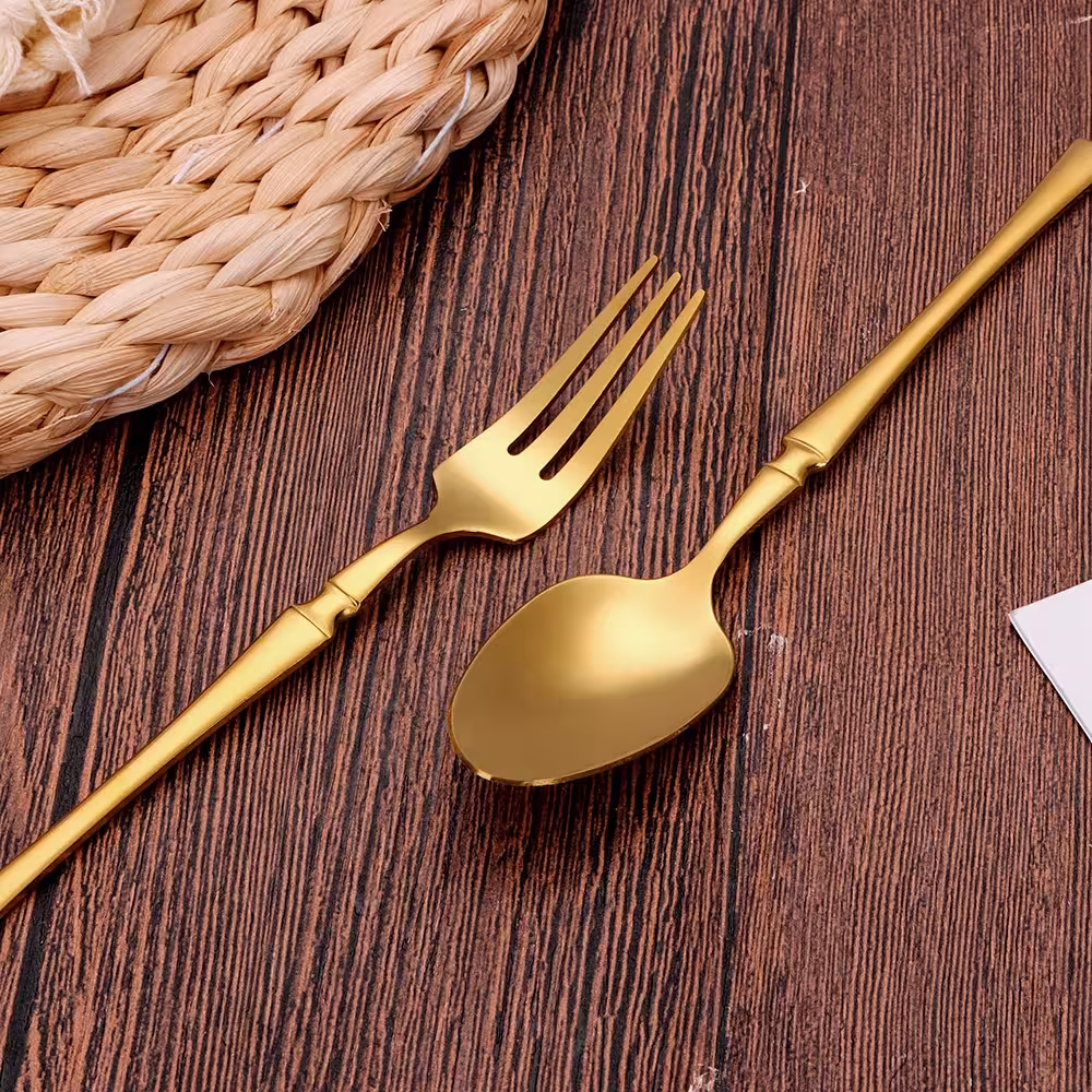 Gold cutlery set.