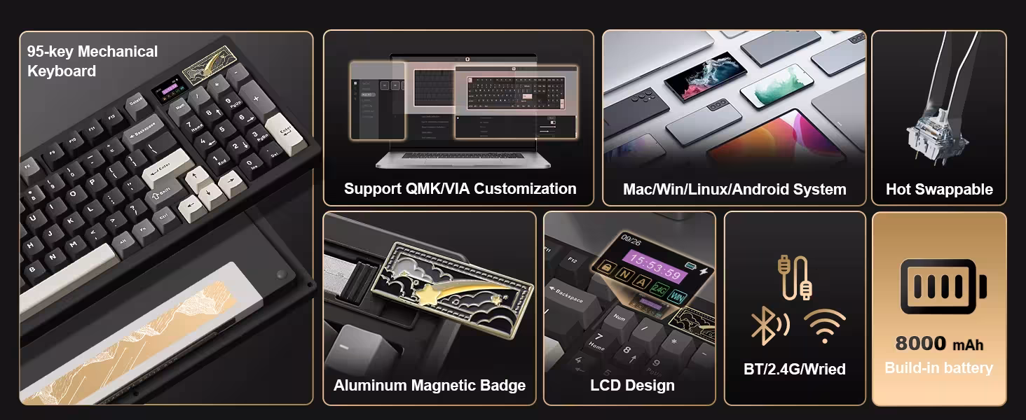 Mechanical gaming keyboard with LCD screen