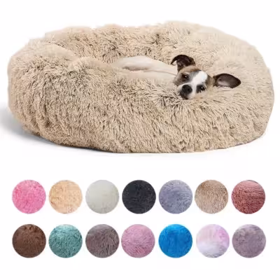 40-90cm 6 Sizes Round Pet Bed for Large Dog Bed Super Soft Cat Bed Plush Dog House for Medium Dog House Winter Warm Sleeping 1