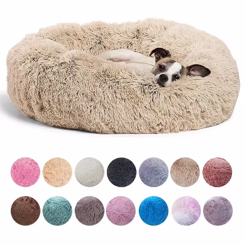 Cama redonda para mascotas, 6 tamaños de 40-90 cm, para perros y gatos, de felpa