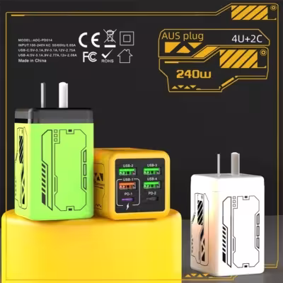 240W GaN USB Mobile Phone Charger Type C Fast Charging Charger Wall Adapter for iPhone Xiaomi Huawei EU/US/UK/KR Plug Cell Phone 2
