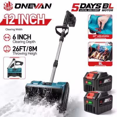 ONEVAN 3000W Brushless Electric Snow Sweeper Plow Cordless Handheld Yard Street Cleaning Snow Power Tools For Makita 18V Battery Pin 1