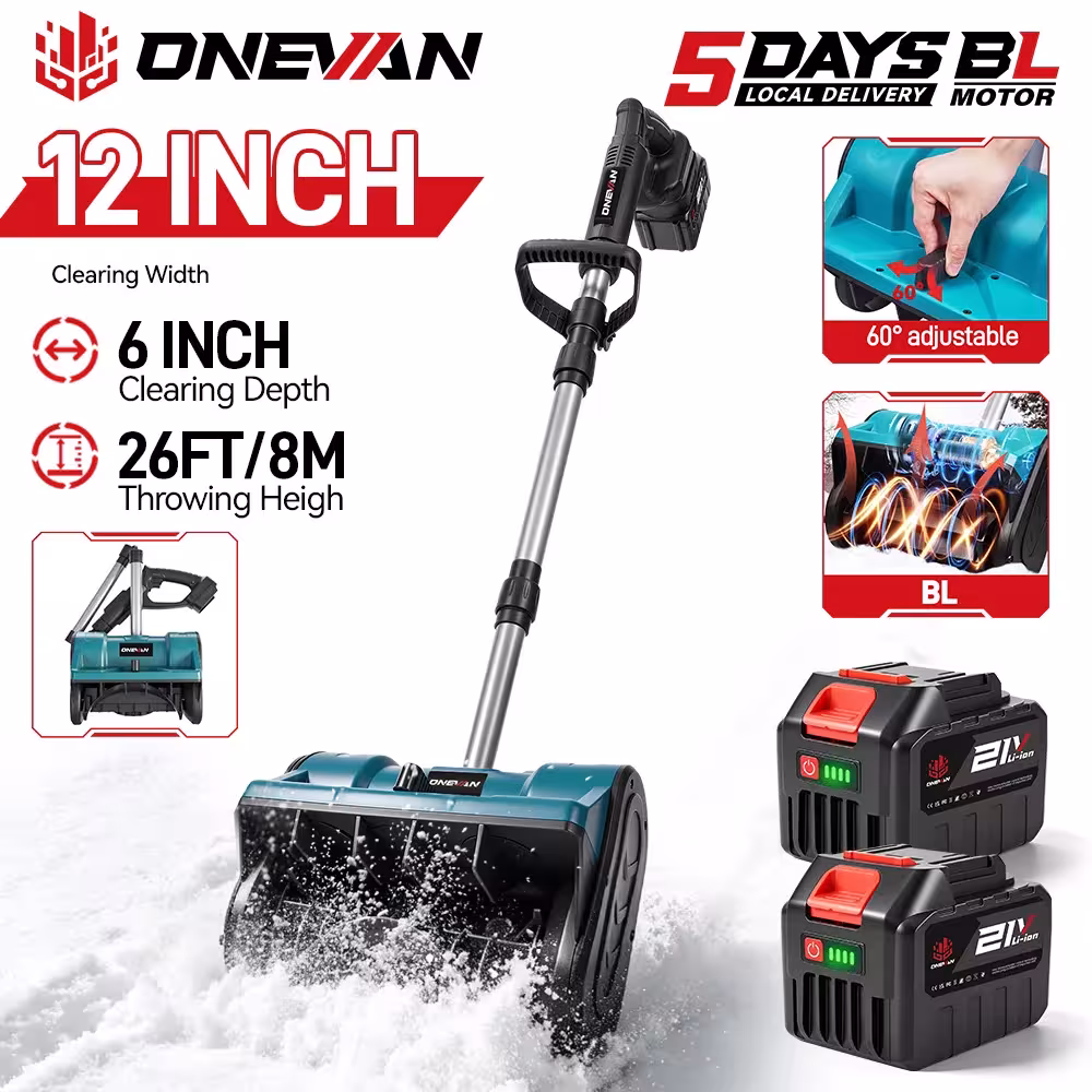 ONEVAN 3000W belaidis sniego valytuvas su Makita 18V akumuliatoriaus jungtimi