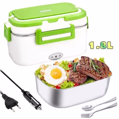 3 in 1 Electric Lunch Box 80 W 1.8 L 12 V/24 V/230 V with Cutlery for Car and Work 1