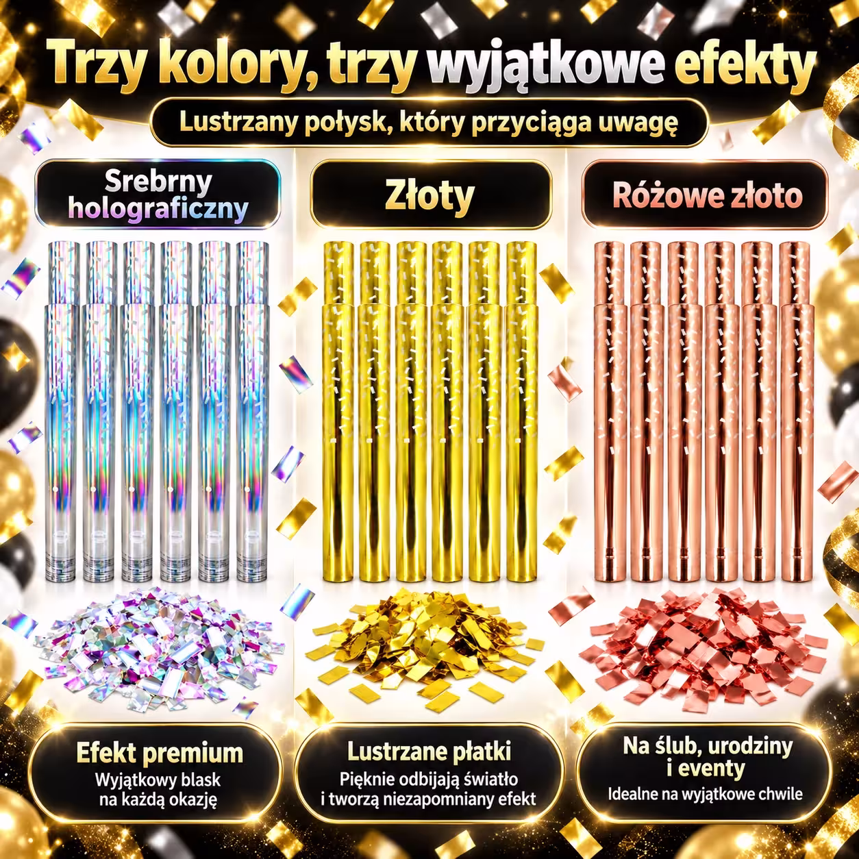 konfeti vamzdeliai šventei