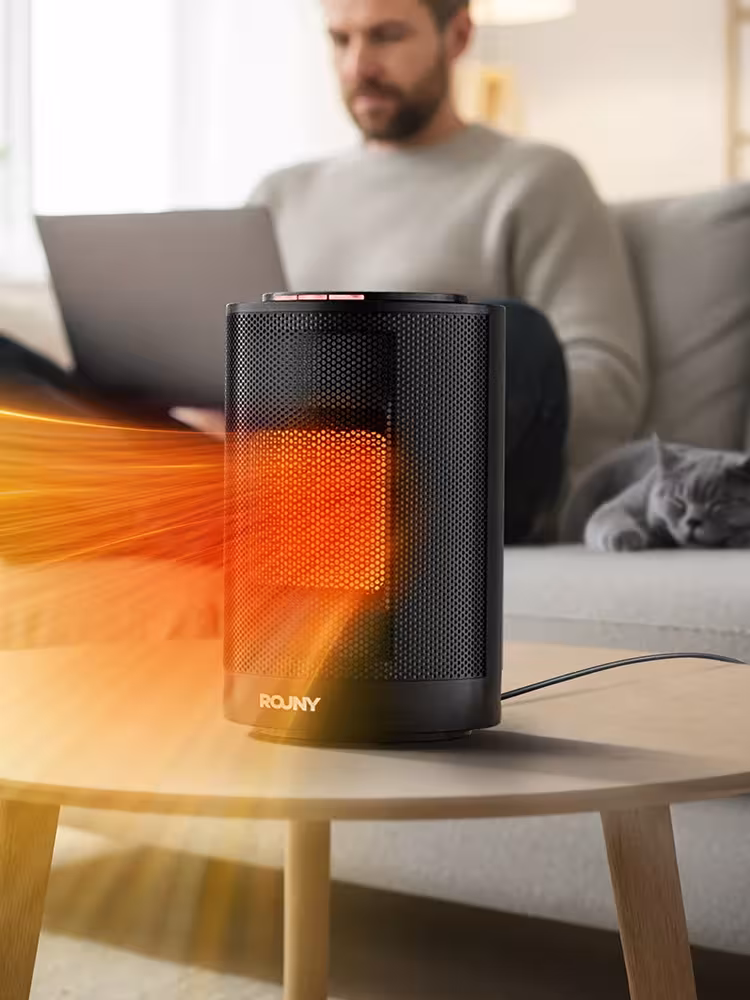 Calentador cerámico portátil de 1200W con oscilación de 80°, calentador de ambiente silencioso y rápido