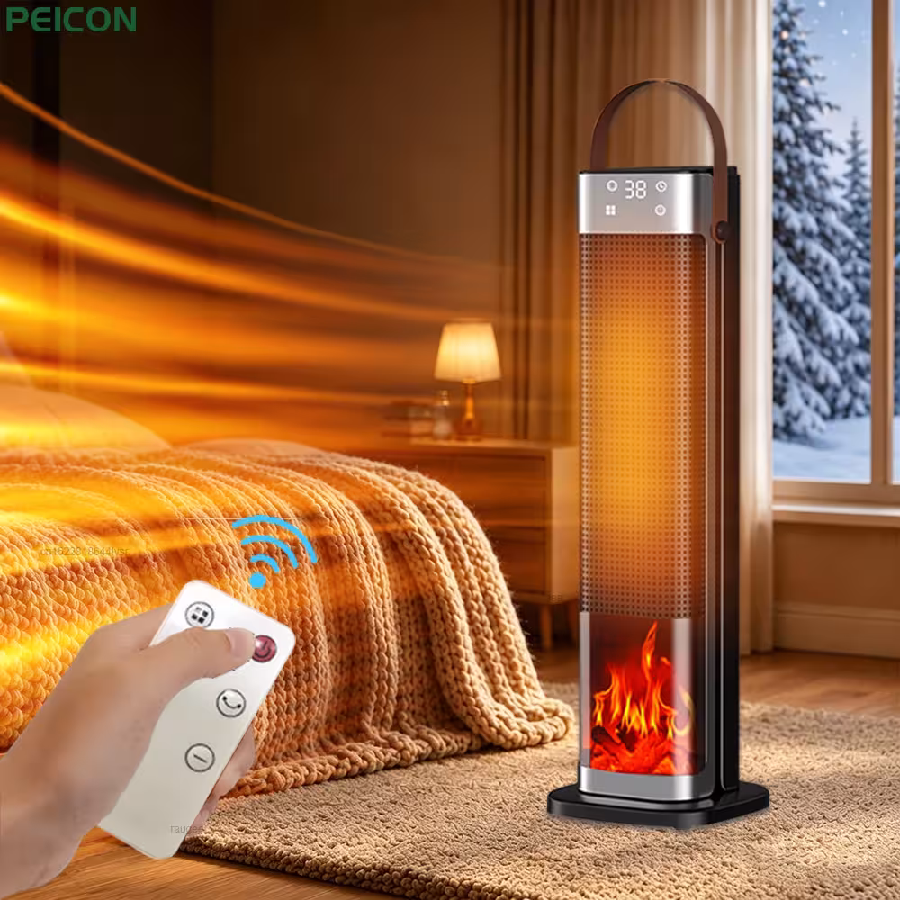 Radiateur électrique 2000W, radiateur ventilé PTC avec télécommande et minuterie