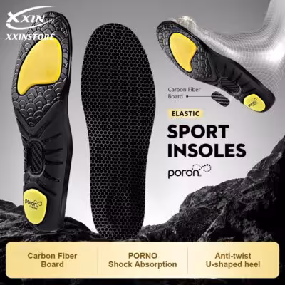 【xxin】Carbon Fiber Shell Heel Insole Poron Arch Support Insoles Pain Relief Shock Absorption Shoes Pad 1