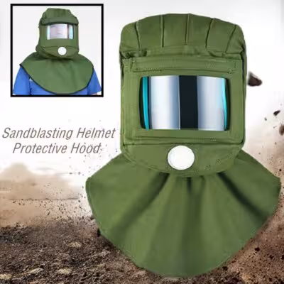 Safety Sandblasting Hood Helmet Mask Full-face Large Viewing Glass Screen Breathing Valve Vent Back Anti Dust Protection 1