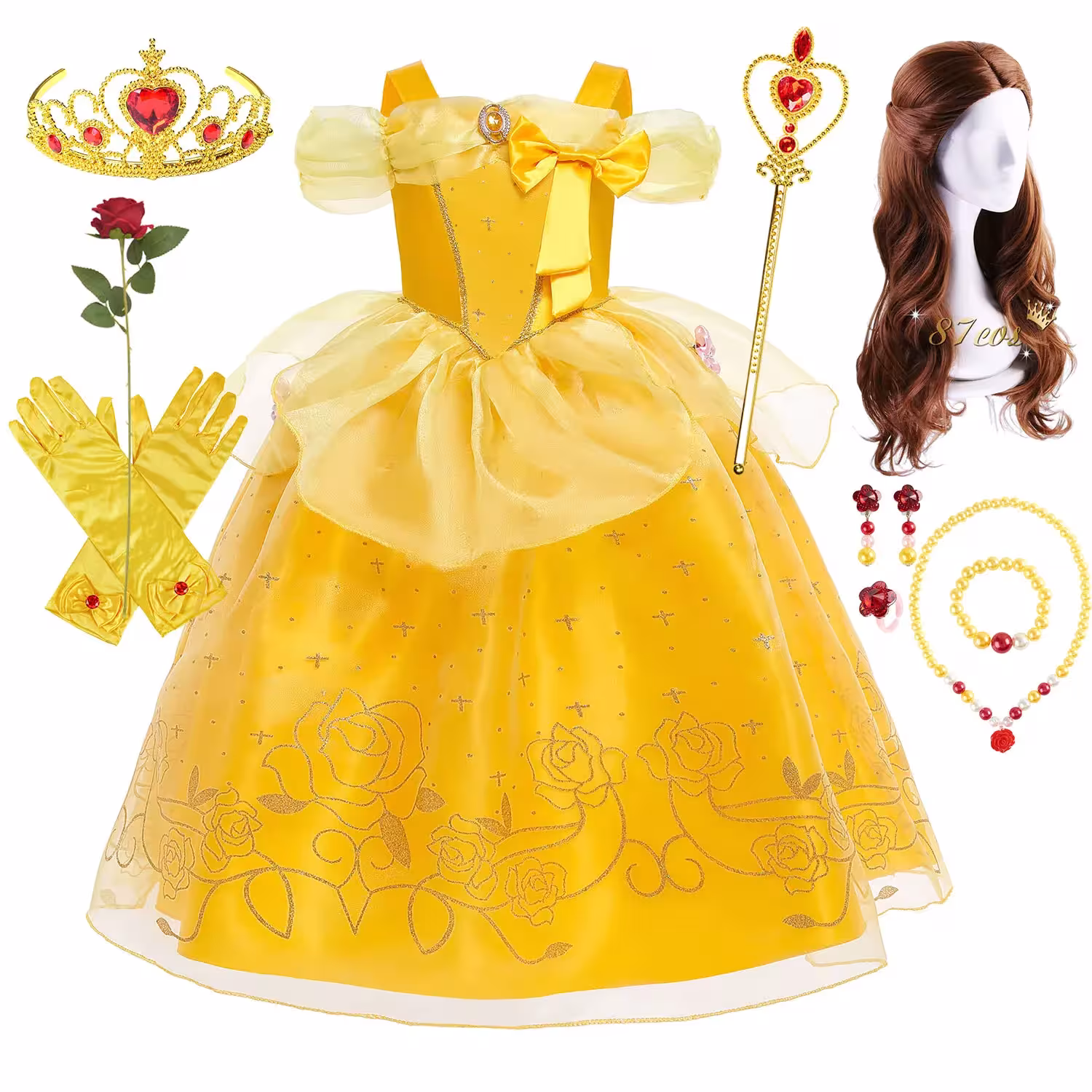 Abito da principessa Belle per bambini, costume per carnevale, collezione 2026