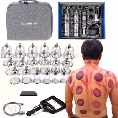24/12Pcs Cupping Relaxation Set: Cupping Cups in Various Sizes, a Manual Pump, and a Detailed Guide Cupping Set for Massage 1