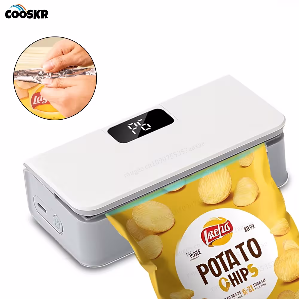 Mini 2-in-1 bag sealing machine with cutting function and LED display
