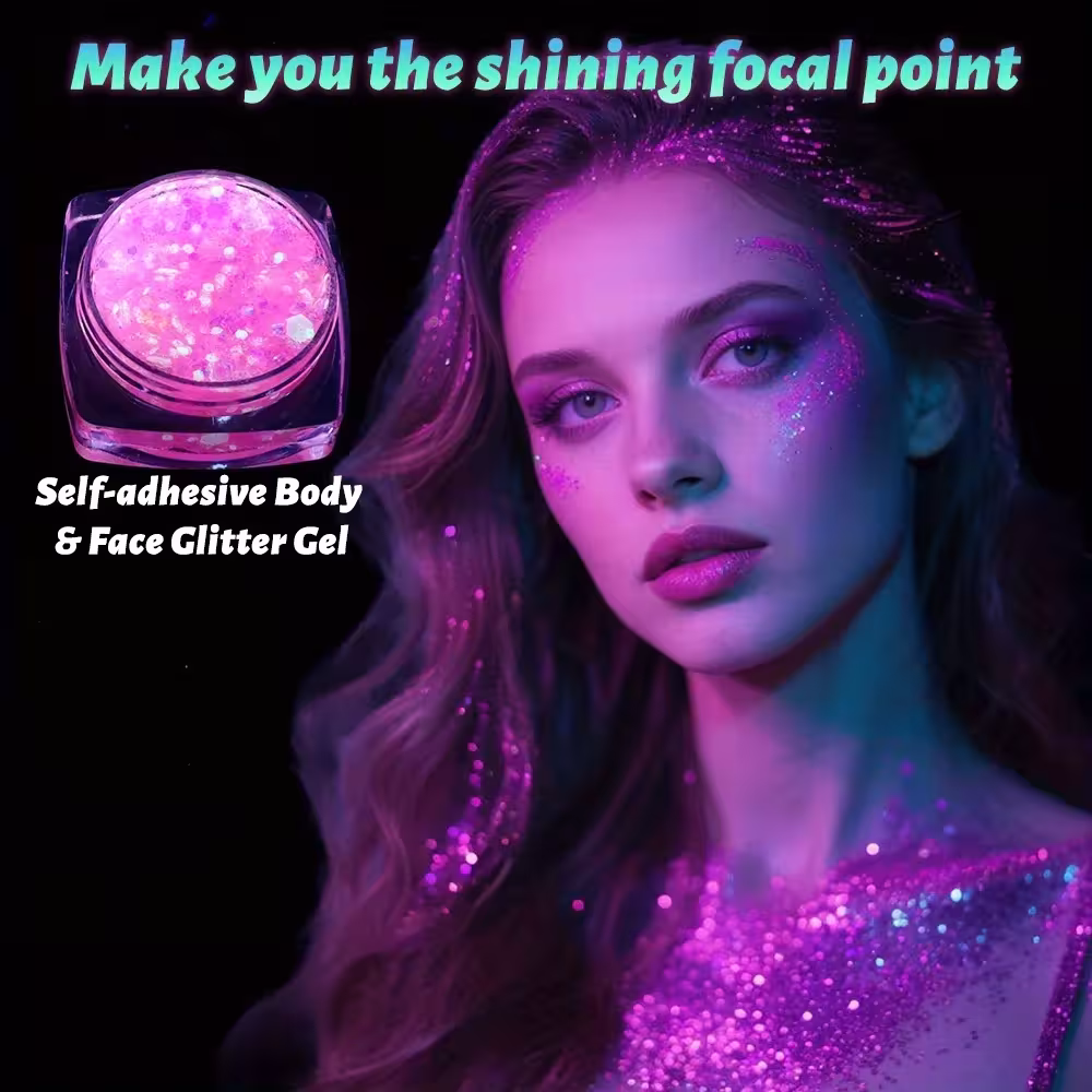 gel con brillantina que brilla en la oscuridad