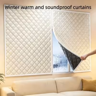 White Zipper, Winter Warm Curtains, Cold and Heat Insulation, Sun Shading and Sound Insulation, Supporting Customized Sizes 1