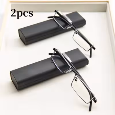 2Pcs Suit Square Metal Reading Glasses Men Business Anti Blue Light Presbyopic Eyeglasses Plus Diopter Prescription Glasses 1