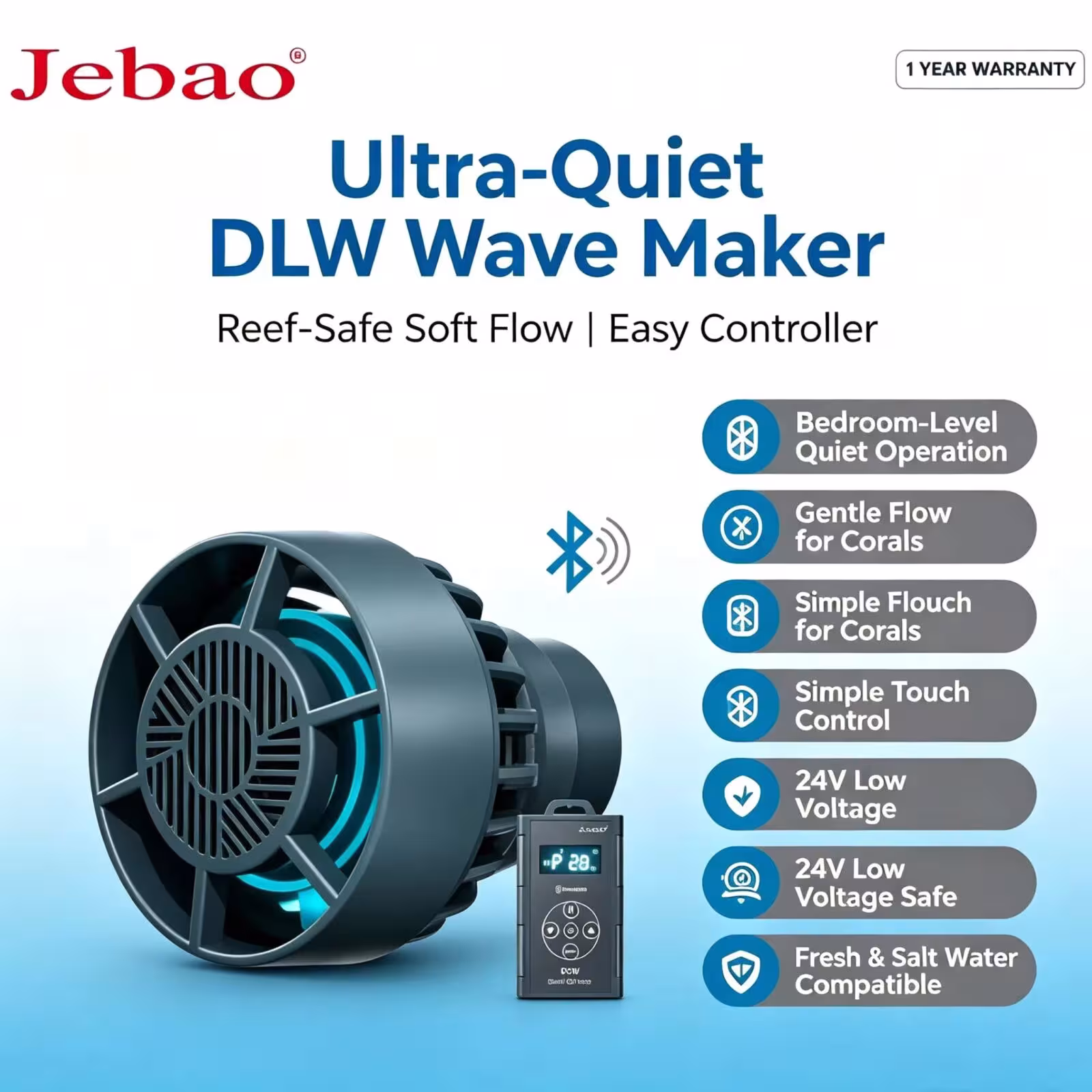 Bomba de olas Jebao Jecod DLW-5/20 con control por aplicación Bluetooth para acuarios