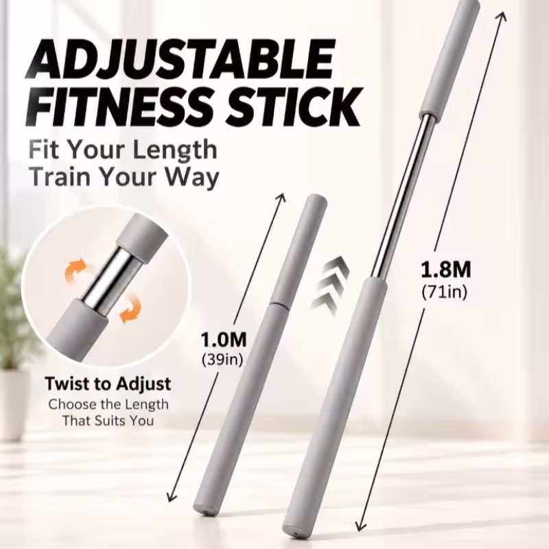 Asta regolabile per la correzione della postura, ideale per esercizi di stretching e yoga, lunghezza da 1 a 1,8m