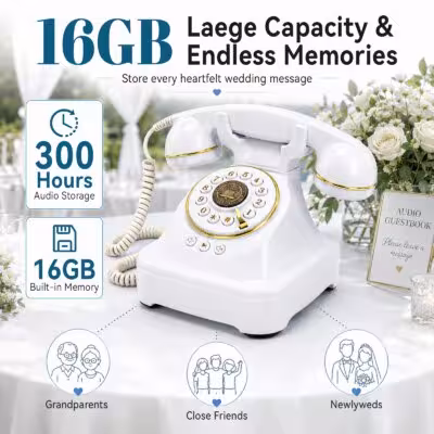 Audio Vintage Guestbook Telephone Wedding Guest Book Phone Voice Message Recorder 16GB Memory Wedding Reception Party Gift 1