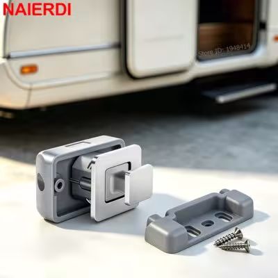 NAIERDI 5 Pieces Keyless RV Push Cabinet Locks Camper Car Push Lock Caravan Boat Motor Home Cabinet Drawer Lock Furniture Hardware 1