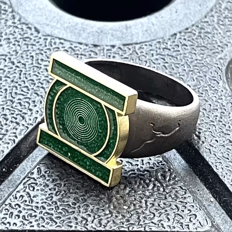 Green Lantern ring - a metal cosplay accessory for DC fans.
