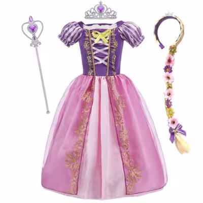Girls Costume Children Cosplay Princess Dress Kids Halloween Birthday Pageant Party Rapunzel Dress Girl Carnival Tangled Clothes 1