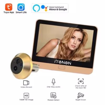 Tuya Smart Wireless Video Door Camera 2.4G Wifi 4.3inch Screen 3MP PIR One-Way Audio Digital Peephole for Home Security 1