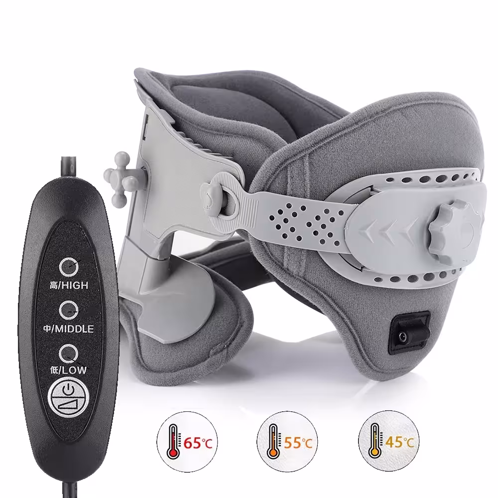 3 in 1 neck stretching device with heating - electric neck pain massager for home use