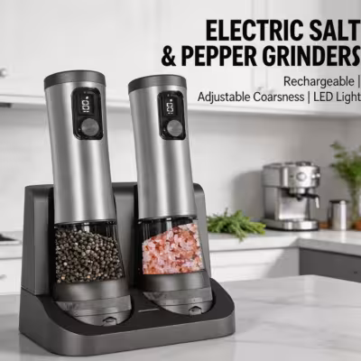 Automatic Salt and Pepper Grinder Set Rechargeable Base LED Display Kitchen Utensils Spice Processing Tool 1