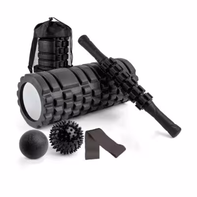 6 IN 1 Yoga Training Tools, Foam Roller, Massage Stick, Tension Band and 2 Massage Balls for Fitness, Yoga, Pilates Yoga Roller 1