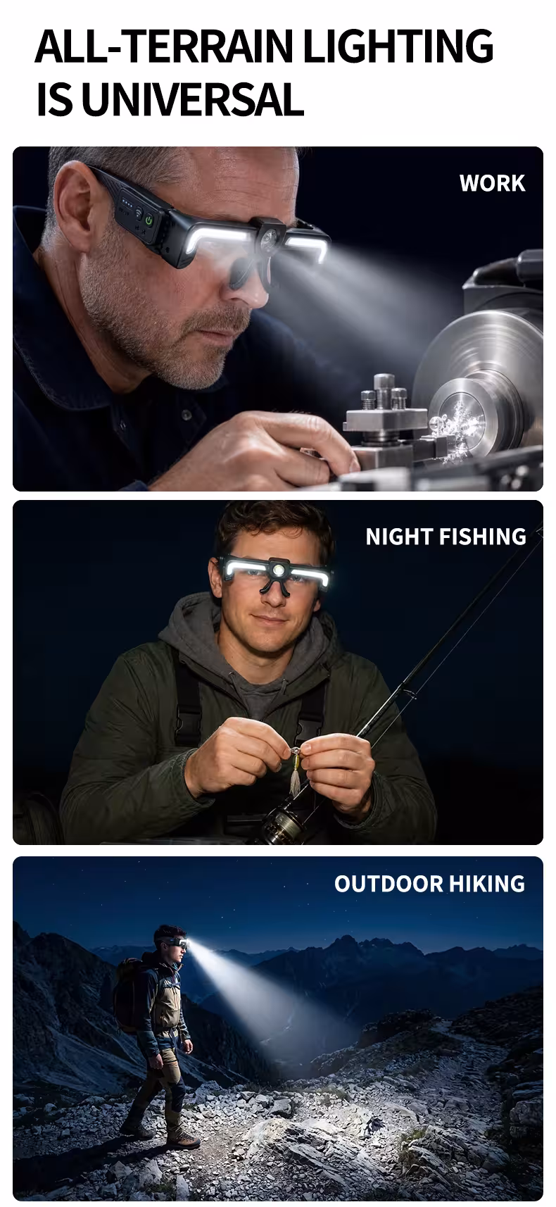 LED glasses with COB lighting