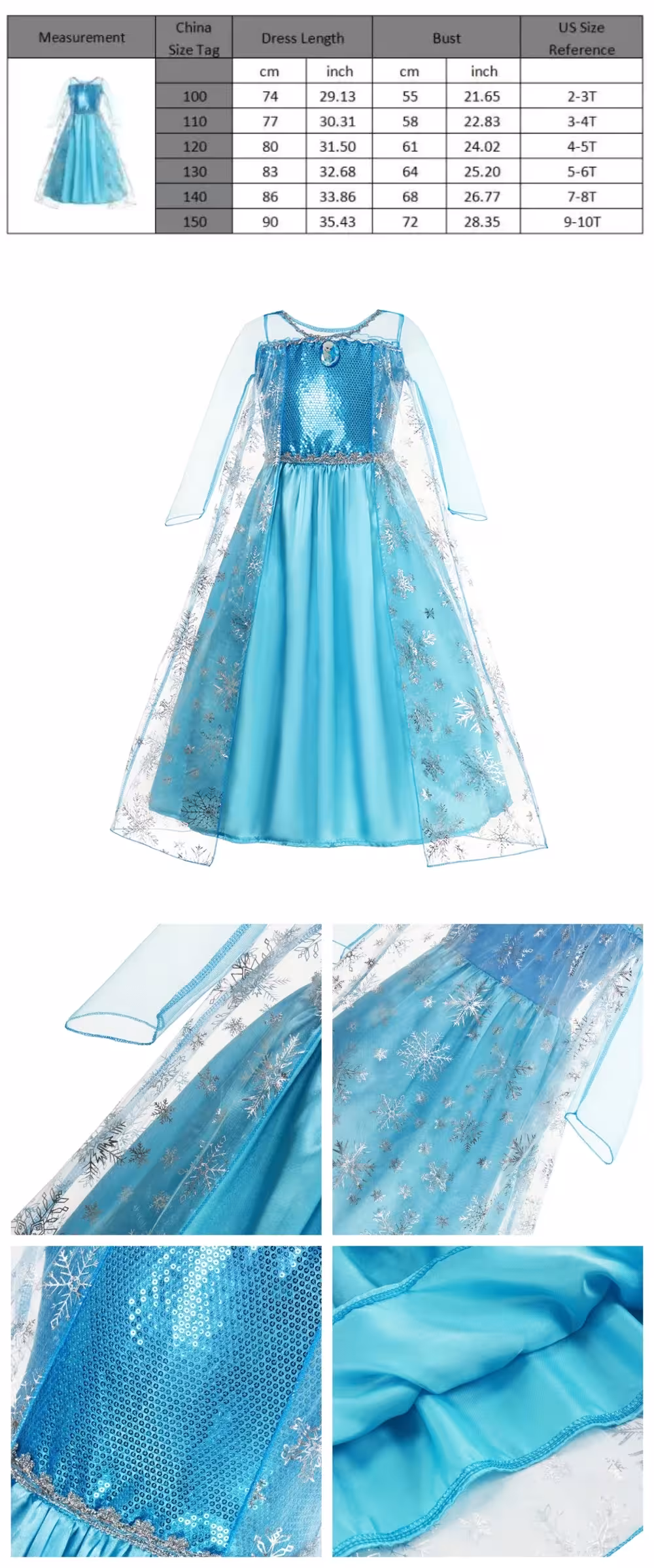 Robe LED Elsa pour filles