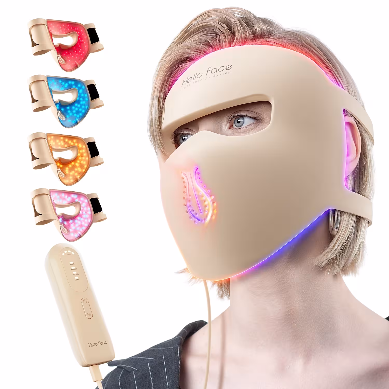 Nešiojama LED veido kaukė Hello Face M300 4D, 311 diodų, raudona ir infraraudonoji šviesa