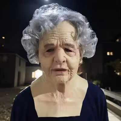 Lifelike Grandma Latex Mask, Realistic Wrinkled Old Female Head Mask for Horror Party Cosplay 1