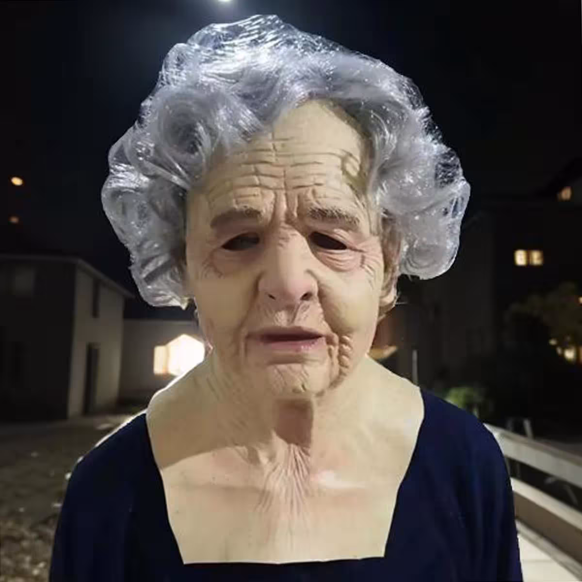 Maschera in lattice realistica da nonna, maschera a forma di viso di donna rugosa per Halloween e carnevale