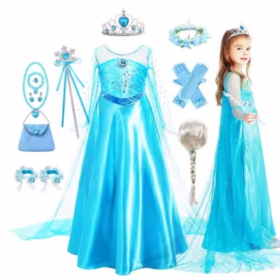 Elsa Dress for Girls Birthday Princess Dress For Kids Halloween Carnival Easter Party Cosplay Girls Costume 1