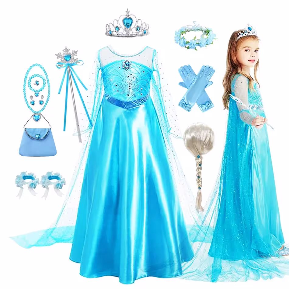 Abito per bambine, costume da principessa per compleanni, Halloween e carnevale