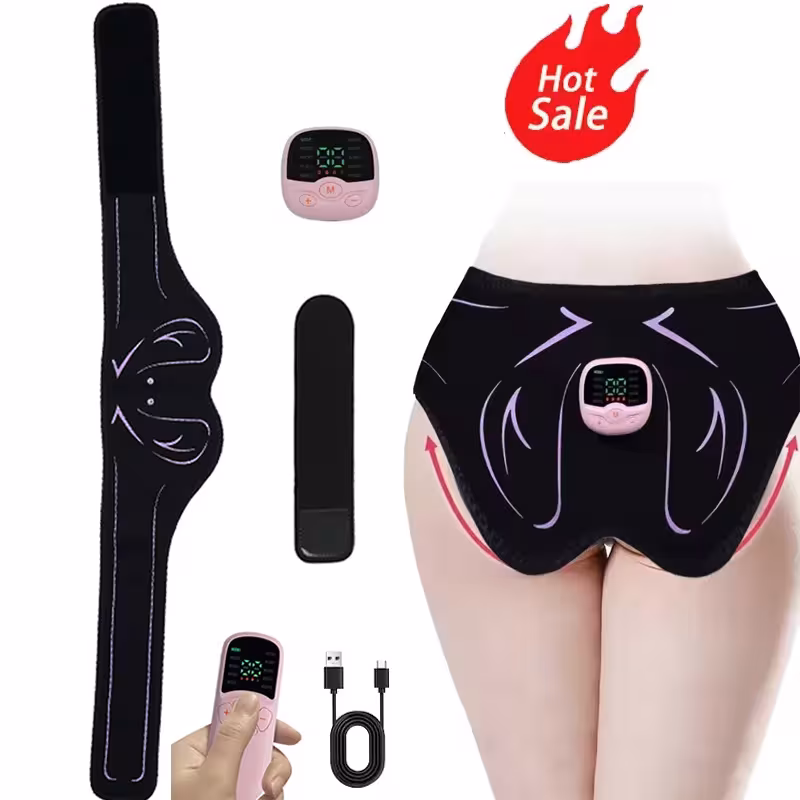 EMS glute trainer with USB charging, muscle stimulator, and massager