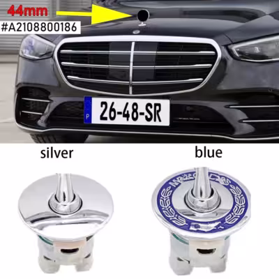 1pcs 44mm Metal Chrome Black Car Front Hood Emblem Bonnet Logo For Mercedes Benz C E S Class W204 W212 W220 W210 W221 Accessorie 1