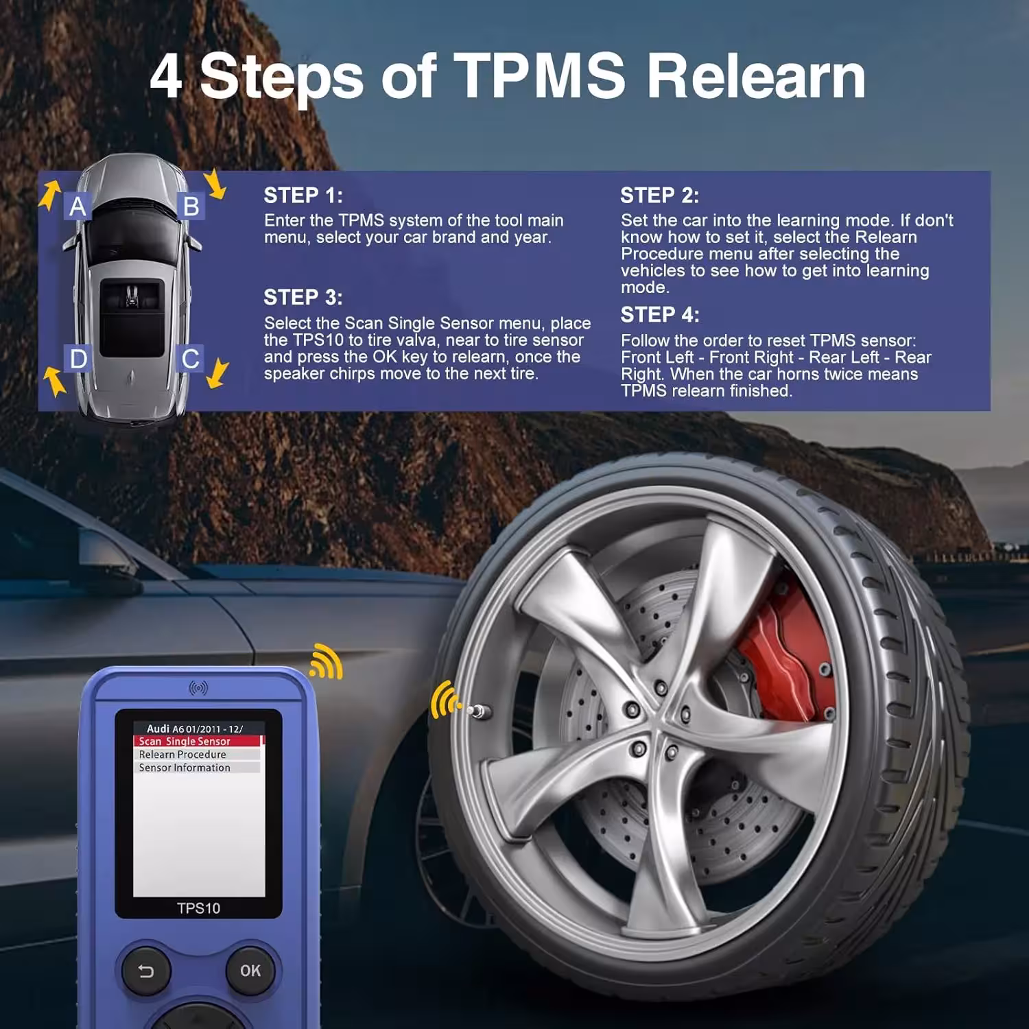 Herramienta de reprogramación de sensores de presión de neumáticos TPMS